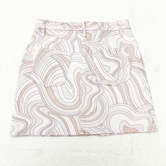 Wilfred Free Wavy Retro Printed Denim Purple Pencil Mini Skirt Size 0 - Picture 6 of 6